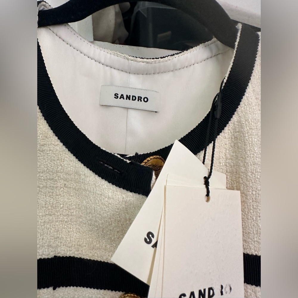 SANDRO jaipur crossgrain trim tweed mini dress NO OFFERS - Picture 7 of 9